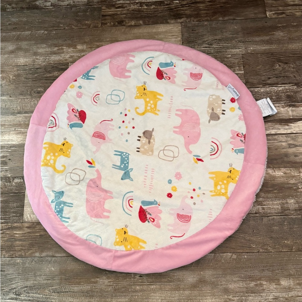 Dreamgro Baby Play Mat Tummy Time Pink Animal Print Round